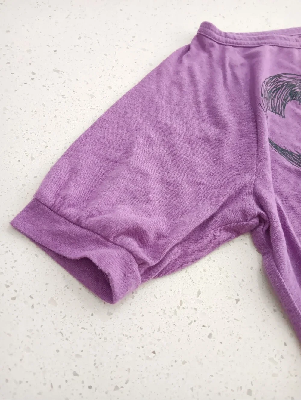 Girls' Purple Short Sleeve Top with Heart Design Size 6X